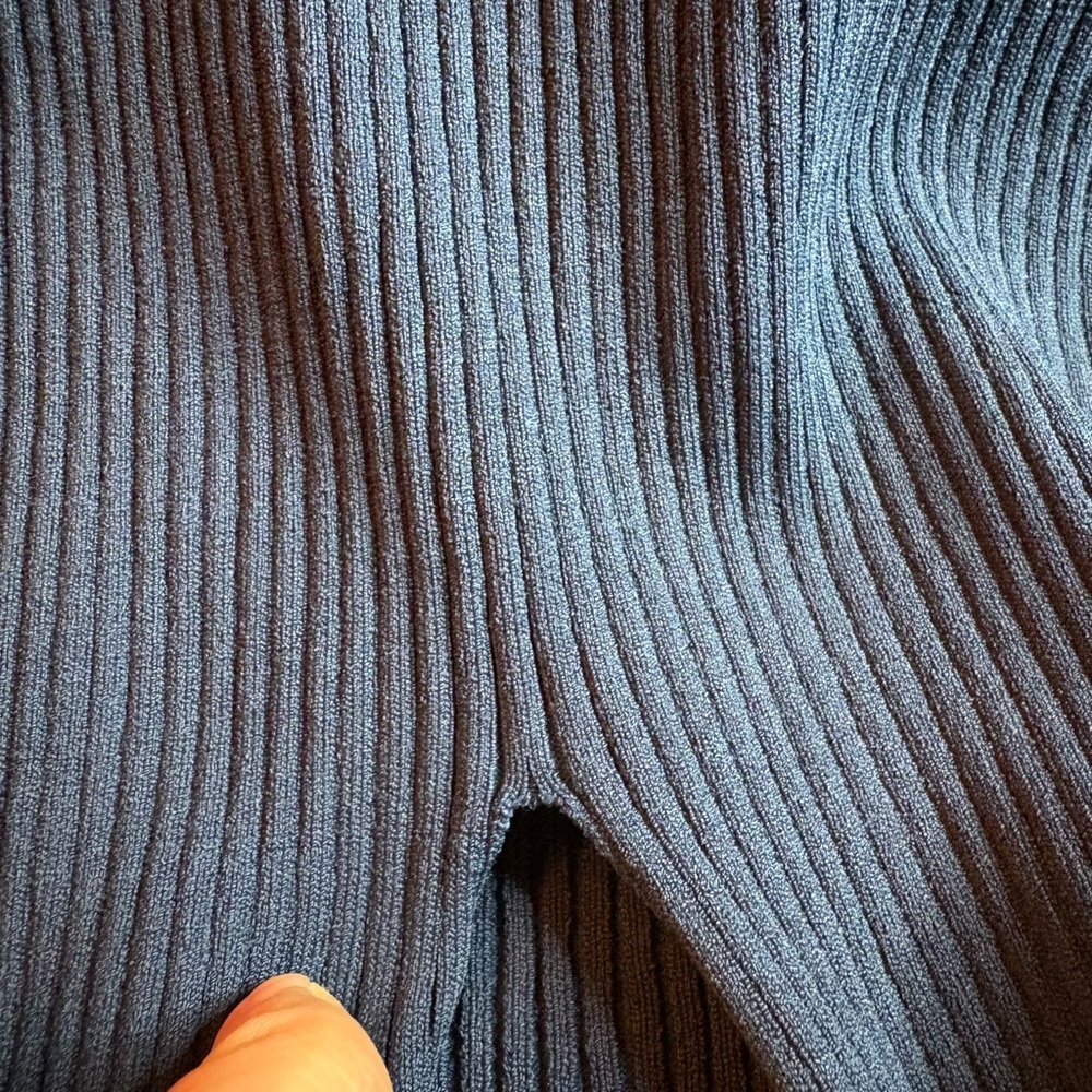 Jonathan Simkhai- Elegant Blue Long Sleeve Ribbed Knit Dress. Size S - Picture 6 of 6